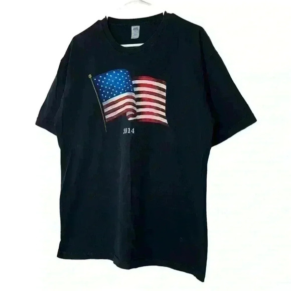 VTG 2014 America USA  Flag Patrio Graphic T-shirt Made in USA Short Sleeve Large - Picture 1 of 6